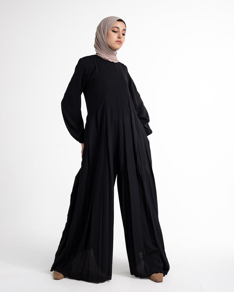 Pleated Jumpsuit Black C150