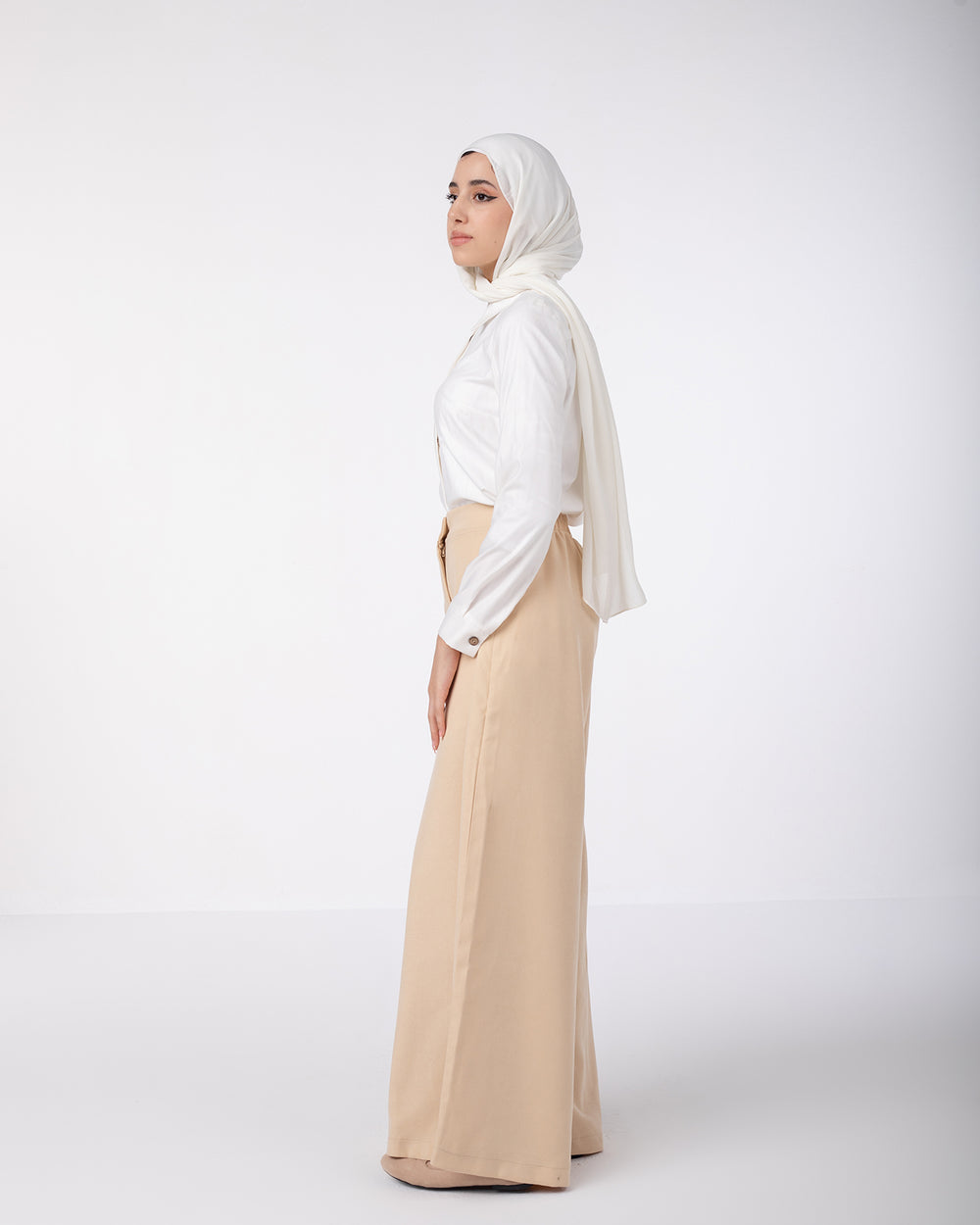 Fall Wide Pants Beige C1202