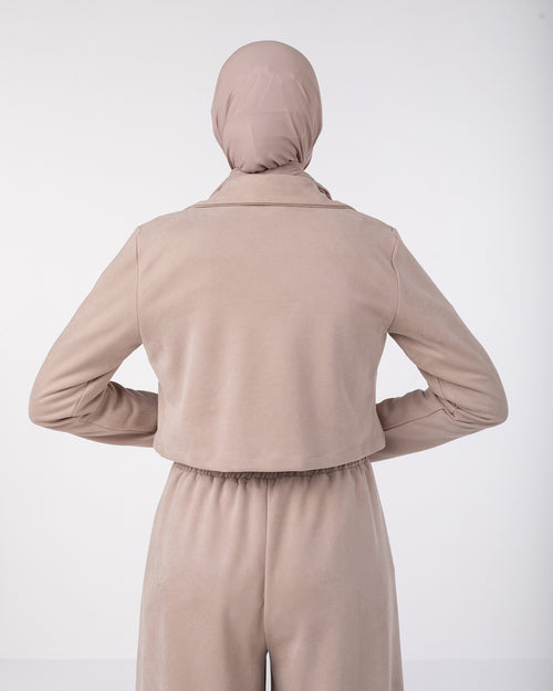 Suede Cropped Jacket Beige C169