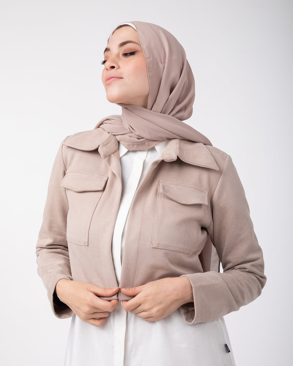 Suede Cropped Jacket Beige C169