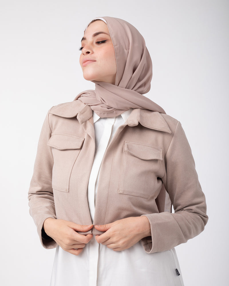 Suede Cropped Jacket Beige C169