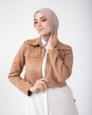 Suede Cropped Jacket Havana C169