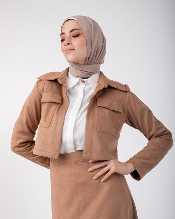 Suede Cropped Jacket Havana C169