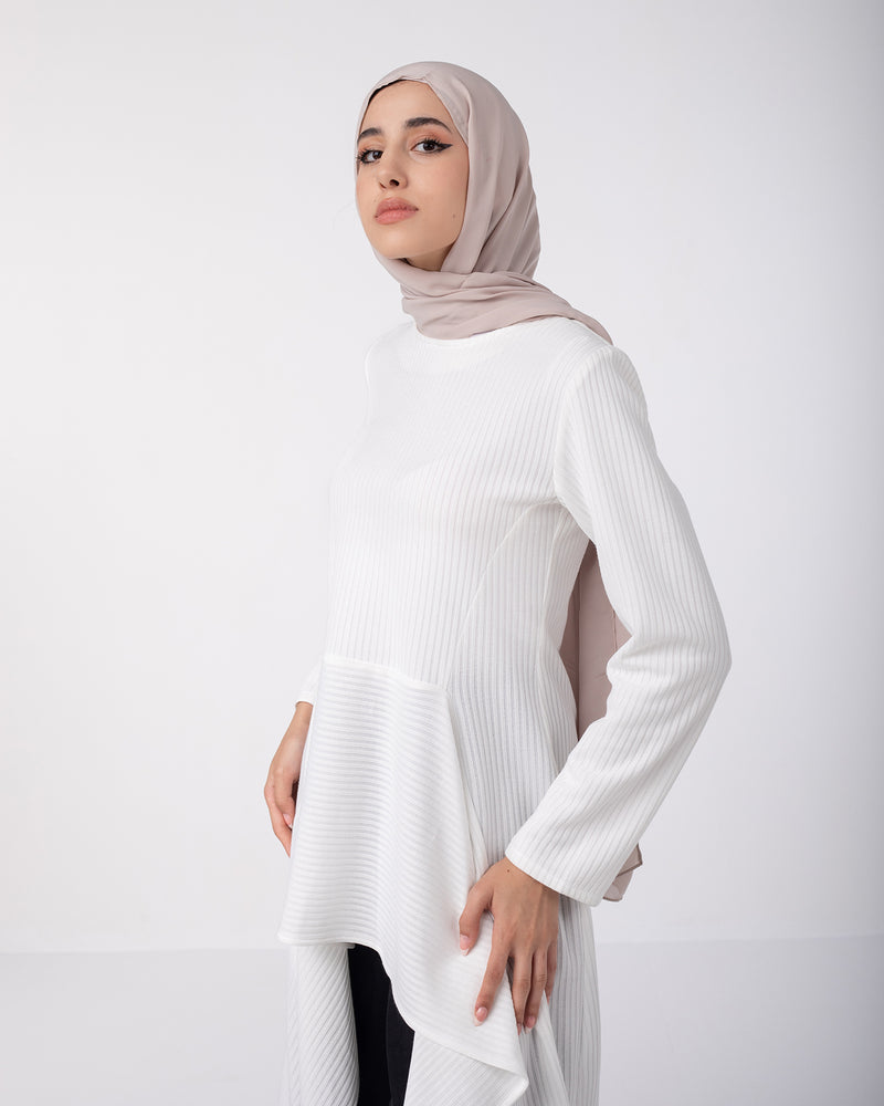 Asymmetric Pullover White C131