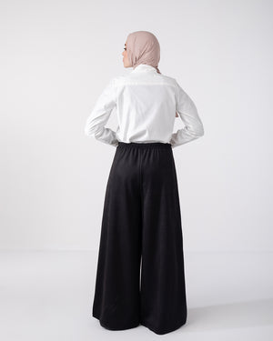 Suede Wide Pants Black C170