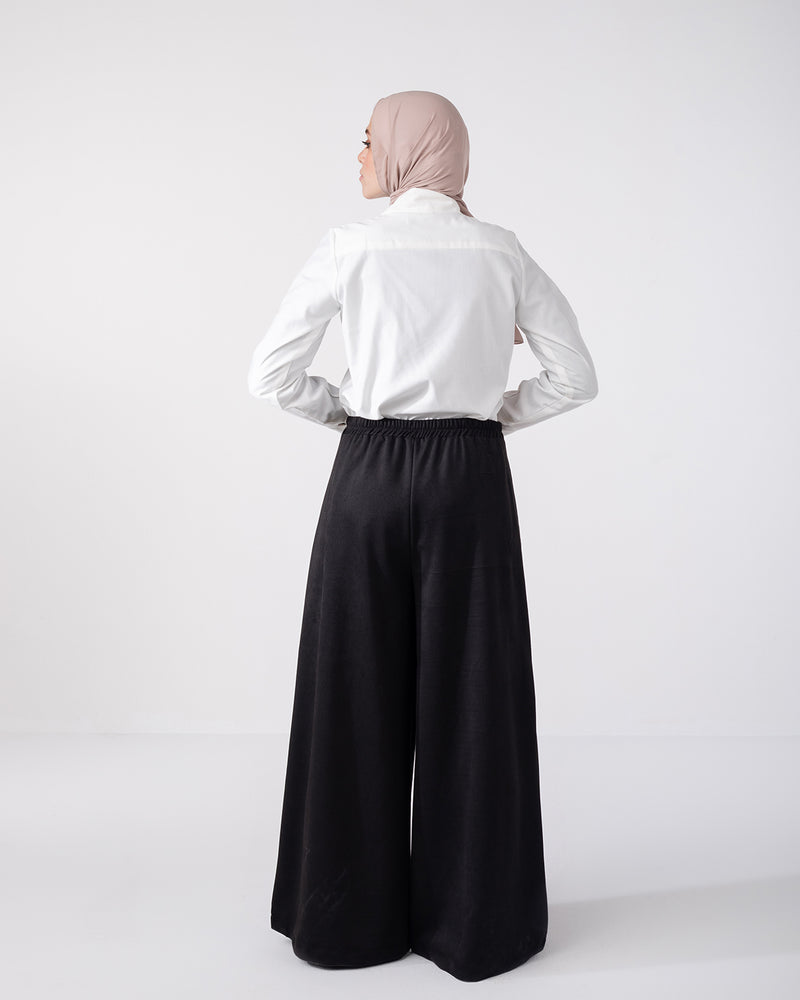 Suede Wide Pants Black C170