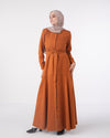 Fall Front Buttoned Dress Copper C862