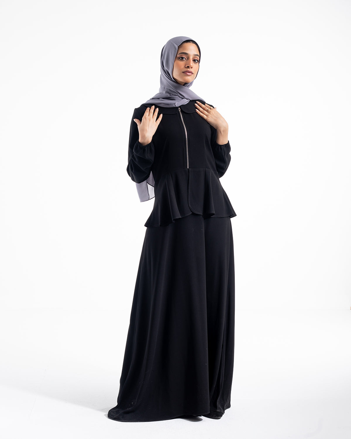 Zipper Peplum Abaya C22