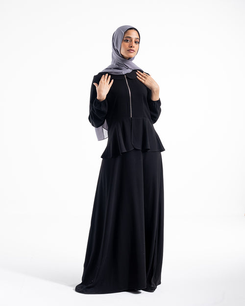 Zipper Peplum Abaya C22