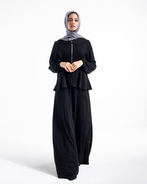 Zipper Peplum Abaya C22