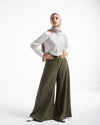 Linen Wide Leg Pants Olive C120