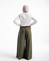 Linen Wide Leg Pants Olive C120