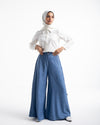 Linen Wide leg pants Blue C120