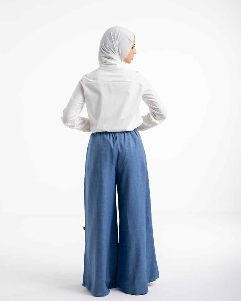 Linen Wide leg pants Blue C120