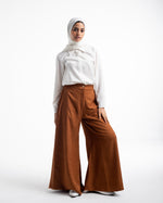 Linen Wide leg pants Rust Brown C120