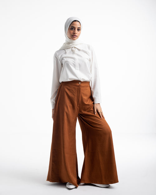 Linen Wide leg pants Rust Brown C120