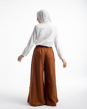 Linen Wide leg pants Rust Brown C120