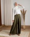Linen Wide Leg Pants Olive C120