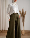 Linen Wide Leg Pants Olive C120