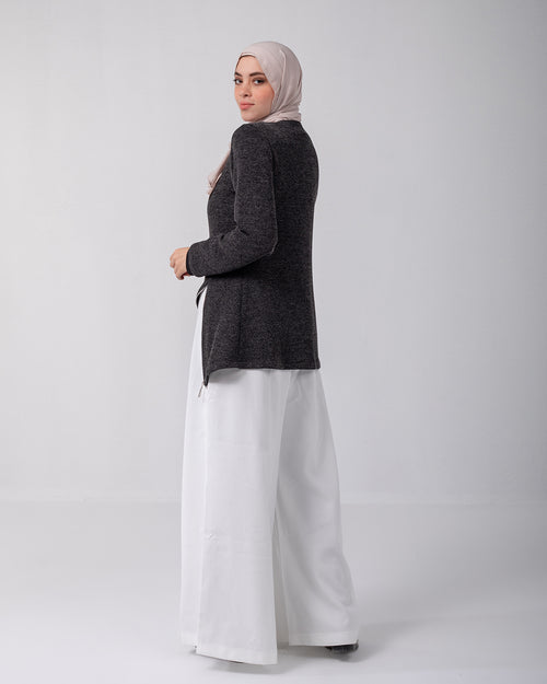 Asymmetric Zipper Pullover Grey C172