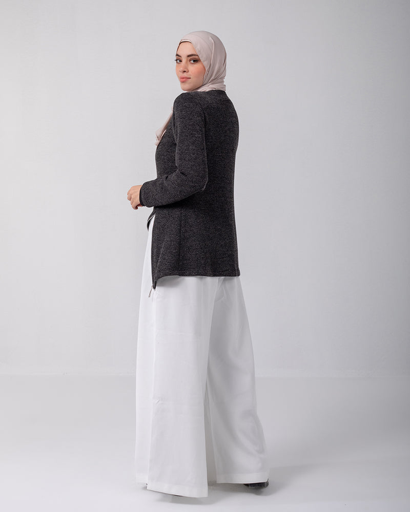 Asymmetric Zipper Pullover Grey C172