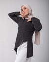 Asymmetric Zipper Pullover Grey C172