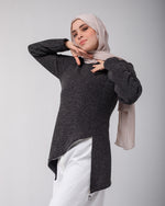 Asymmetric Zipper Pullover Grey C172