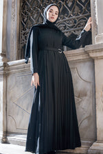 Pleated Silk Abaya C98