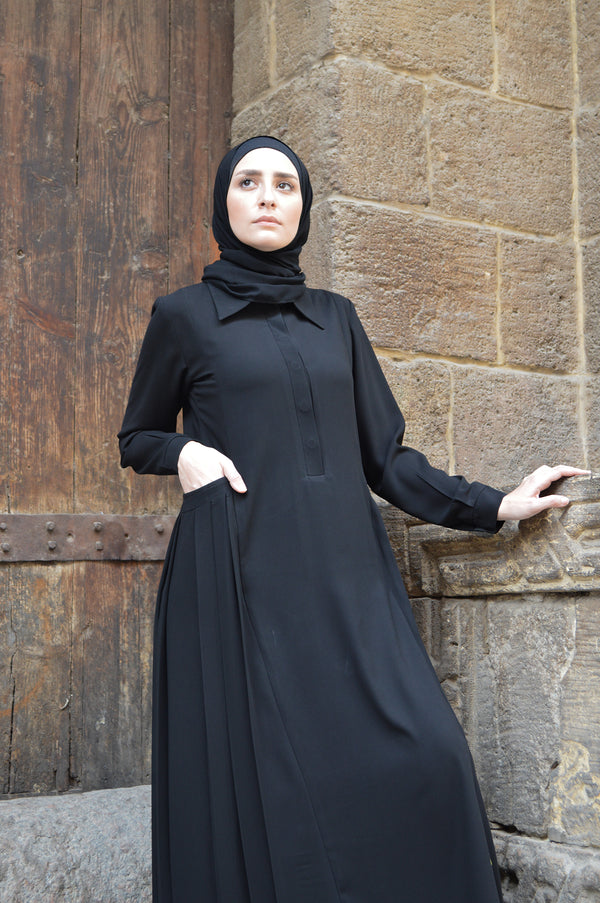 Side Pleated Pocket Abaya C94