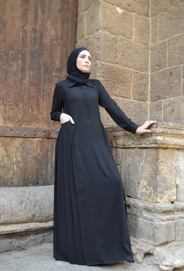 Side Pleated Pocket Abaya C94