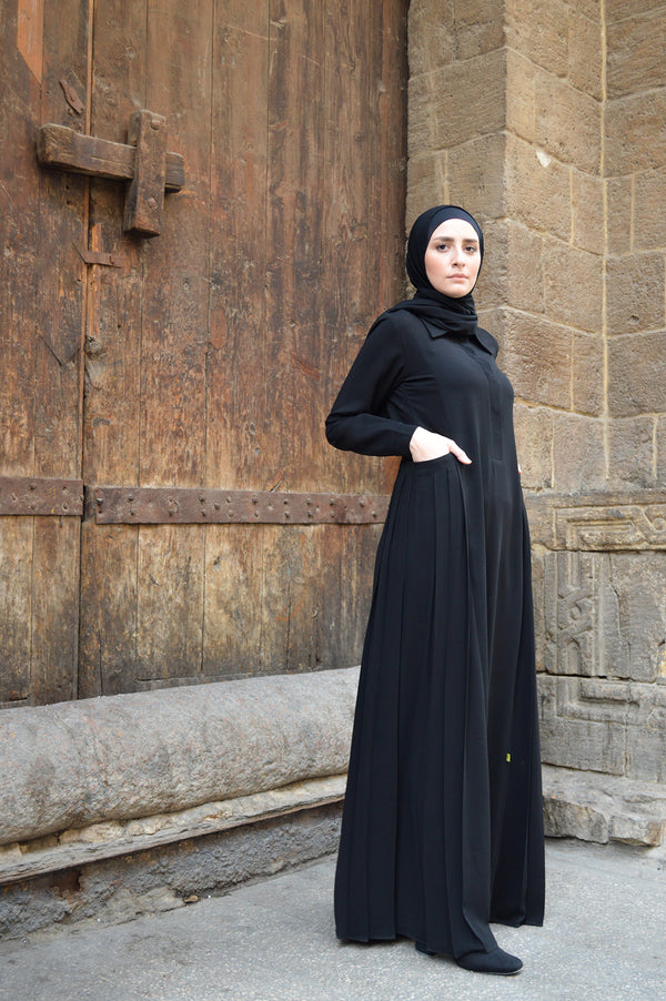 Side Pleated Pocket Abaya C94