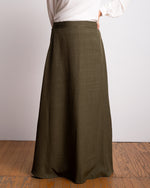 Linen Maxi Skirt Olive C119