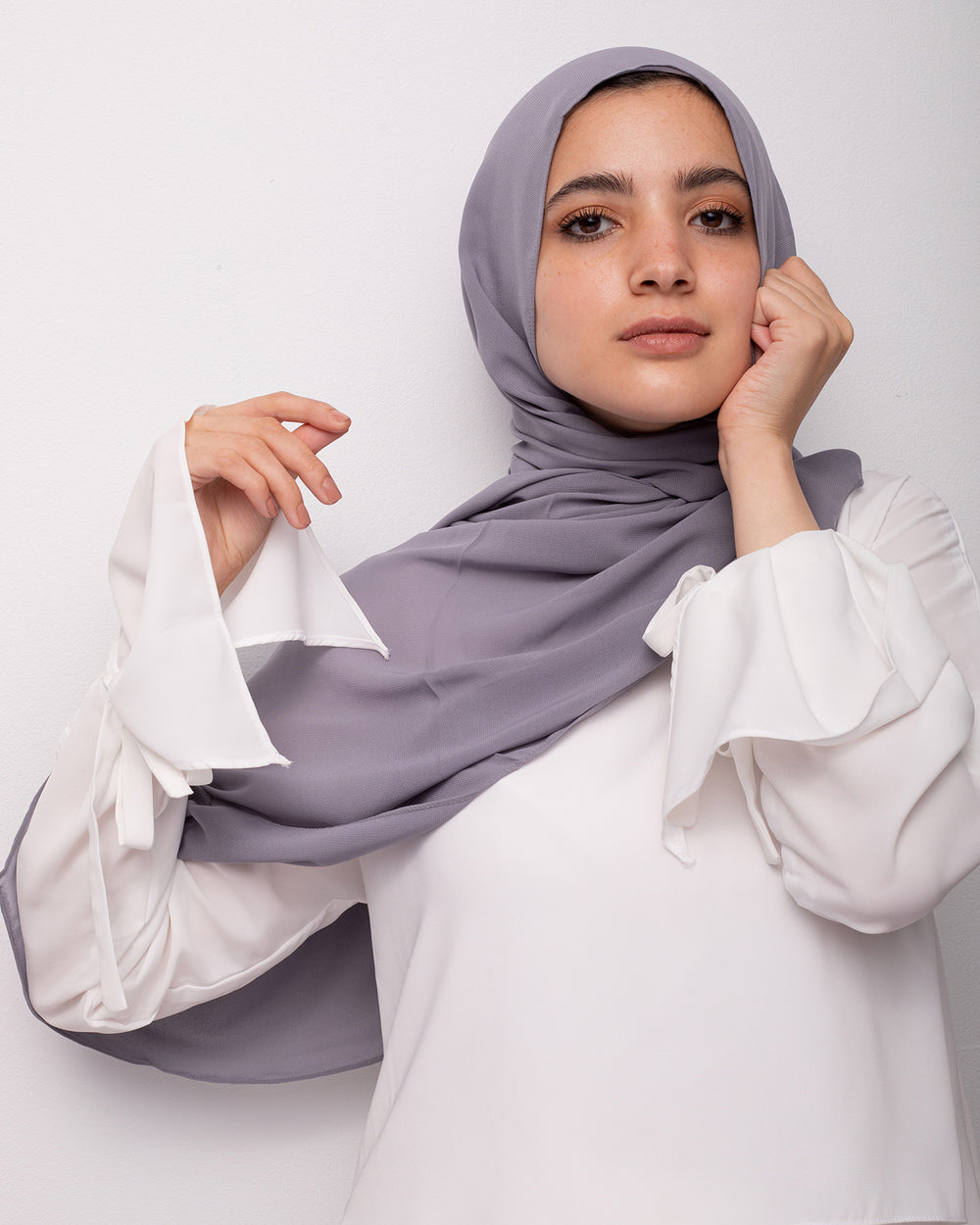 Soft Cotton Chiffon Scarf Grey
