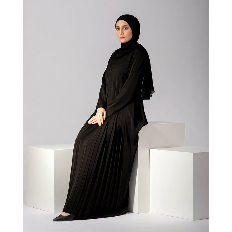 Pleated Silk Abaya C98