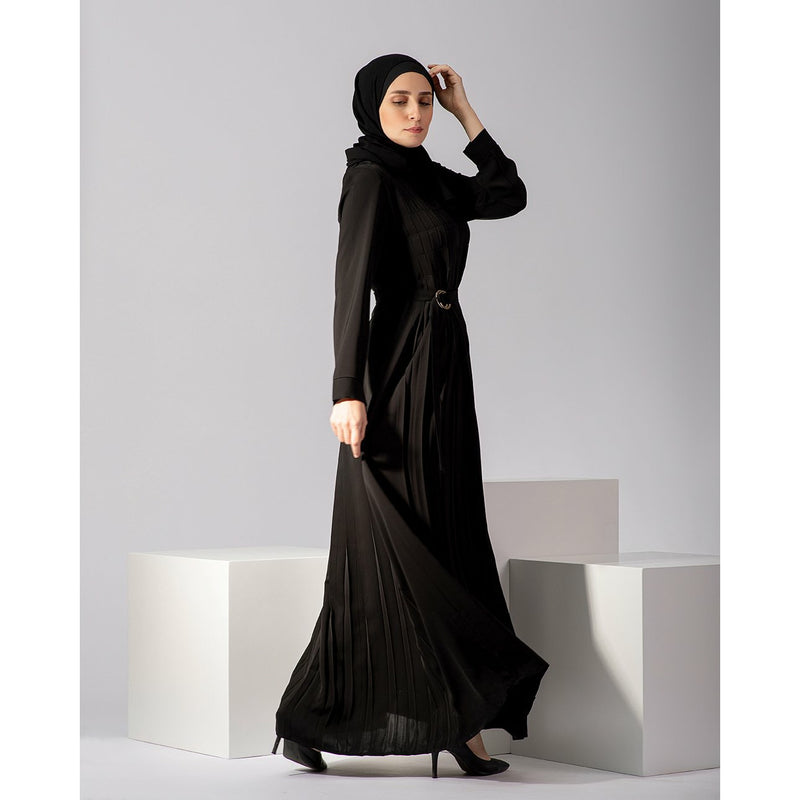Pleated Silk Abaya C98