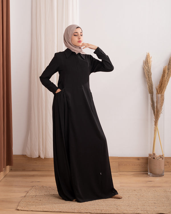 Side Pleated Pocket Abaya C94