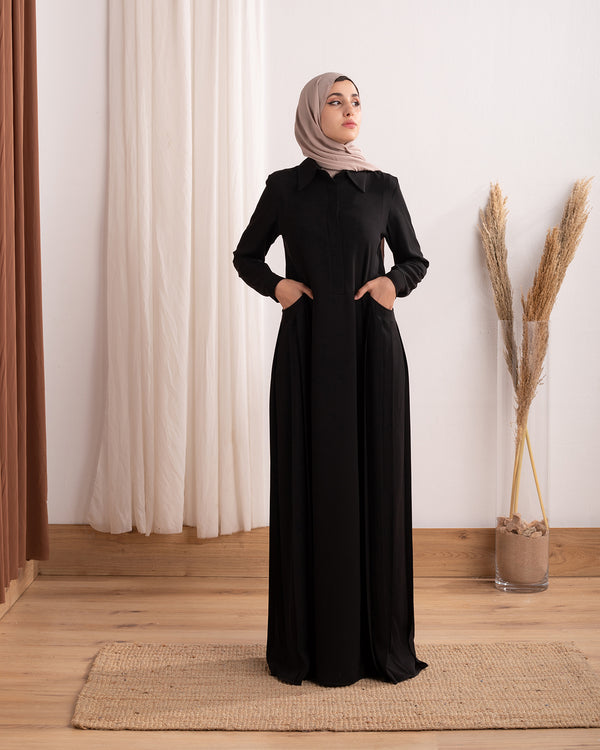 Side Pleated Pocket Abaya C94