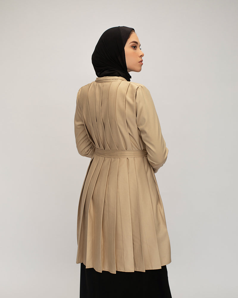 Back Pleated Gabardin Jacket Beige C81
