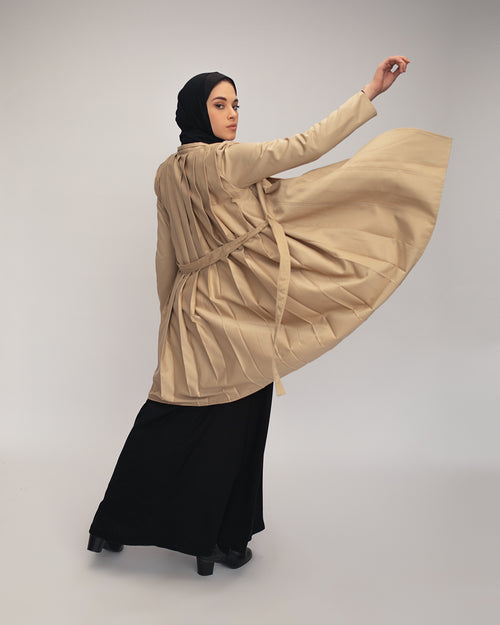 Back Pleated Gabardin Jacket Beige C81