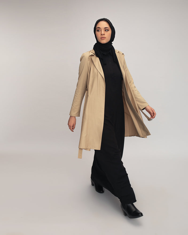 Back Pleated Gabardin Jacket Beige C81