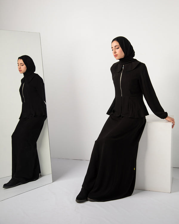 Zipper Peplum Abaya C22