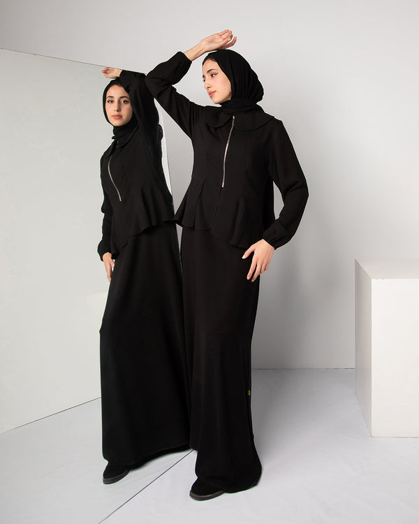 Zipper Peplum Abaya C22