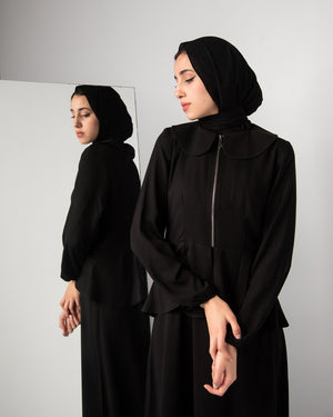 Zipper Peplum Abaya C22