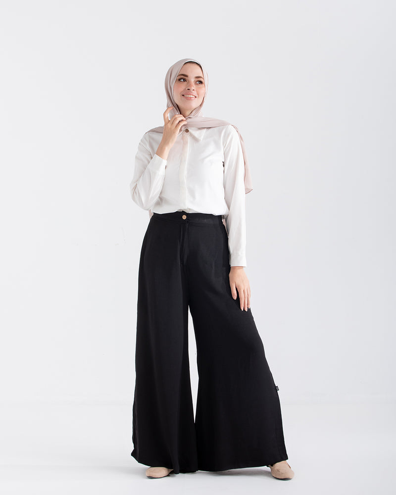 Linen Wide leg pants Black C120