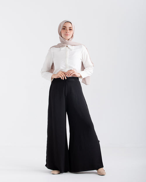Linen Wide leg pants Black C120